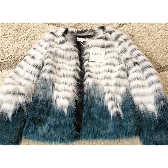 Faux Fur Jacket White & Teal from REVOLVE - Picture 6 of 8